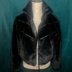 Bagatelle Black Sz. M Womens Faux Fur Bomber Jacket